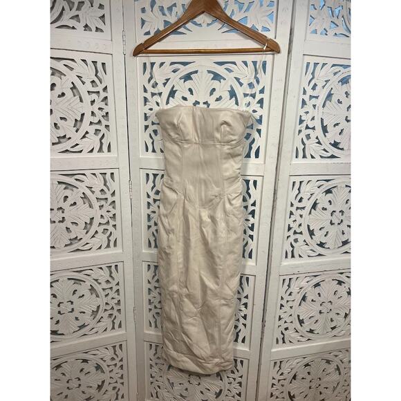 House of CB Camilla Faux Leather Strapless Midi Dress Size XS Extra Small - Picture 5 of 9